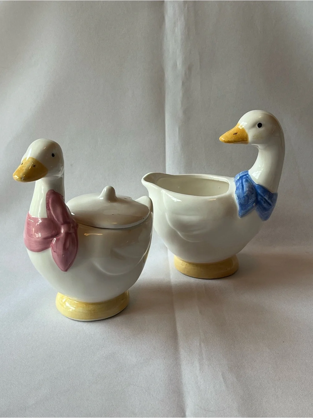 Vintage Ceramic Duck/Goose Creamer and Sugar Set By TSNY